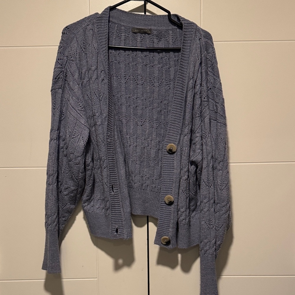 SUZY SHIER - Purplish grey Cable Knit Cardigan